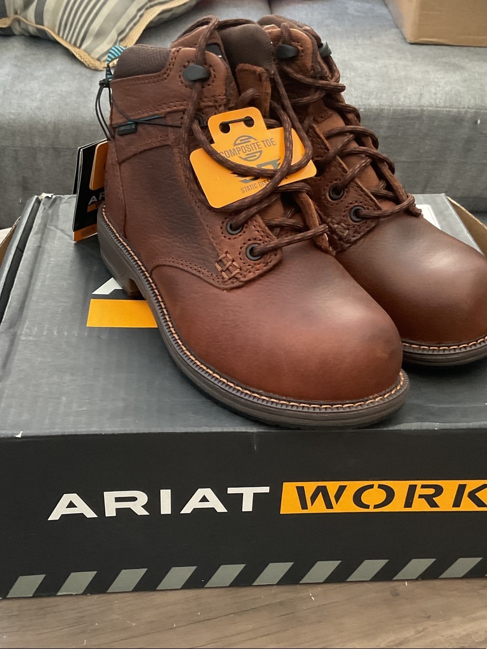 Ariat Brown Leather Lace-Up Work Boots